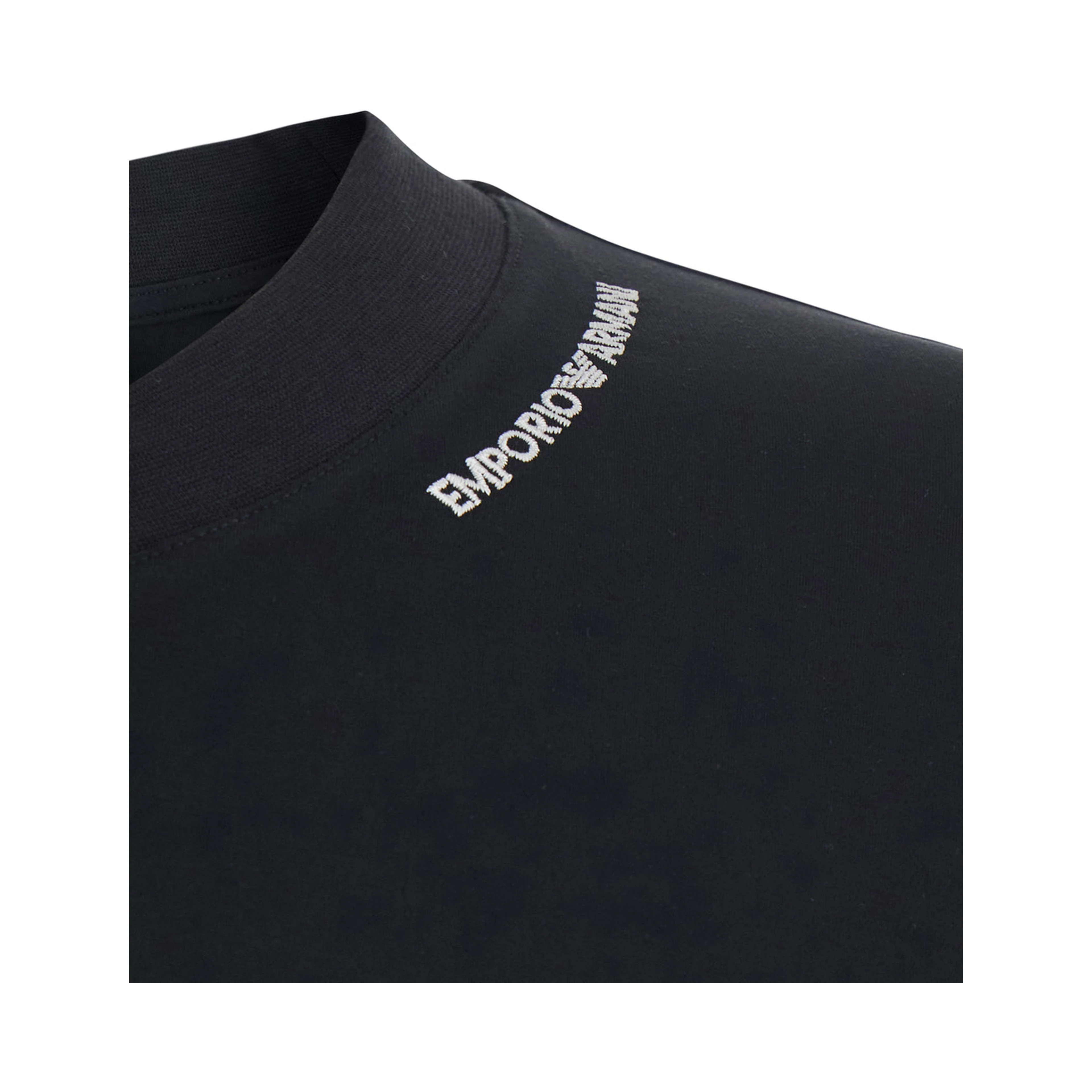 black Long Sleeve T-shirt with logo on the collar in modal Men