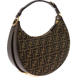 Handbag Fendigraphy Small with FF Motif in Brown Jacquard Fabric