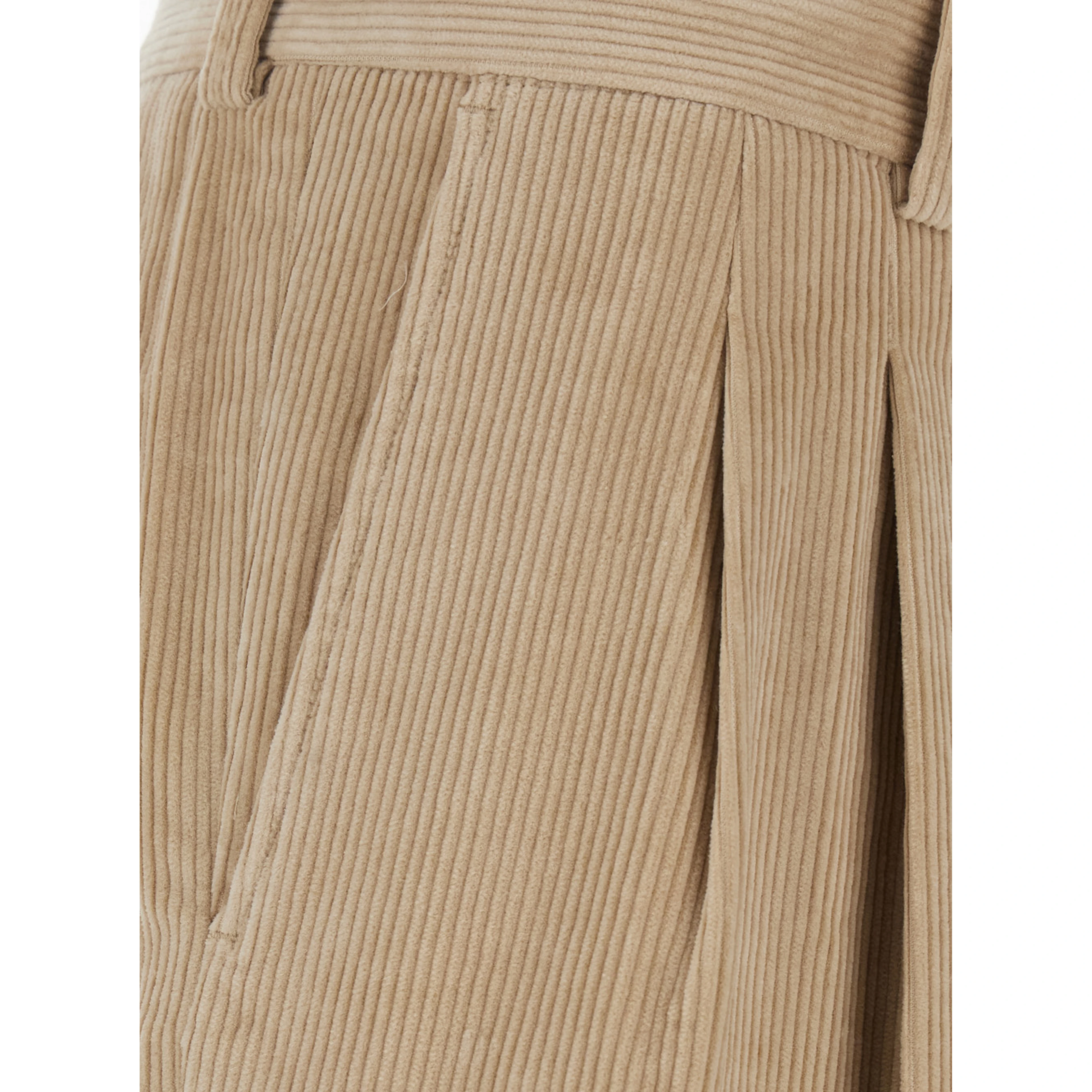 Beige Pants with Belt Loops in Corduroy for Men
