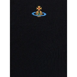 black T-SHIRT with embroidered logo on the front in viscose for women