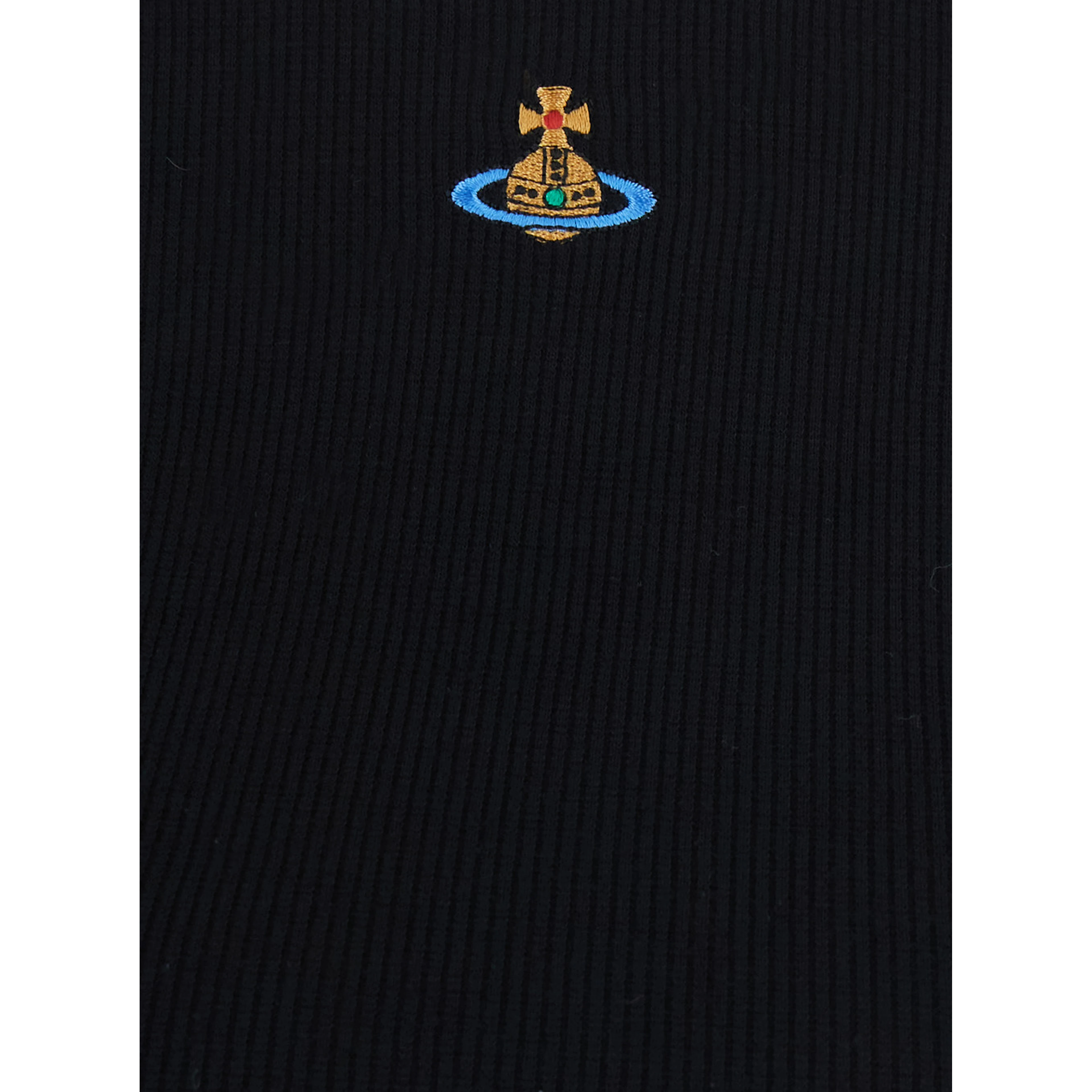 black T-SHIRT with embroidered logo on the front in viscose for women