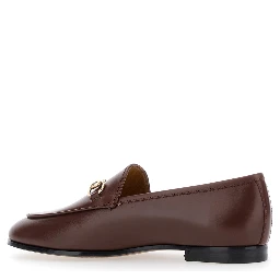 Loafers Jordan with Horsebit Detail in Brown Glossy Leather for Women