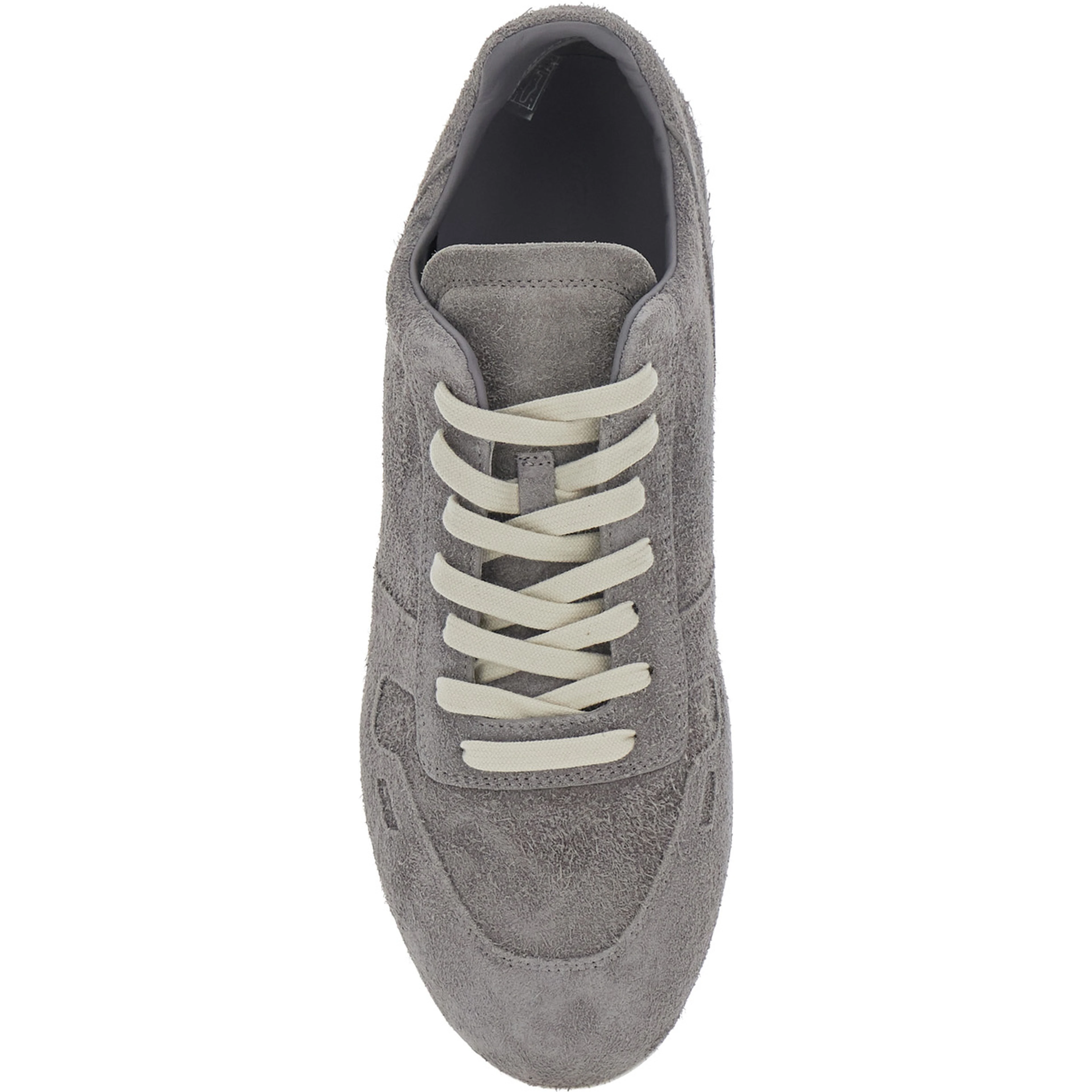 Grey Low Top Sneaker with Round Toe and Lace-Up Closure on the Front in Suede for Men