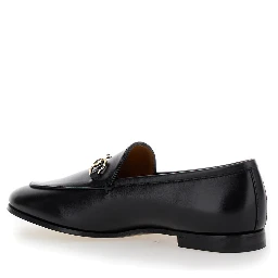 Loafers Jordaan with Horsebit Detail in Black Leather for Women