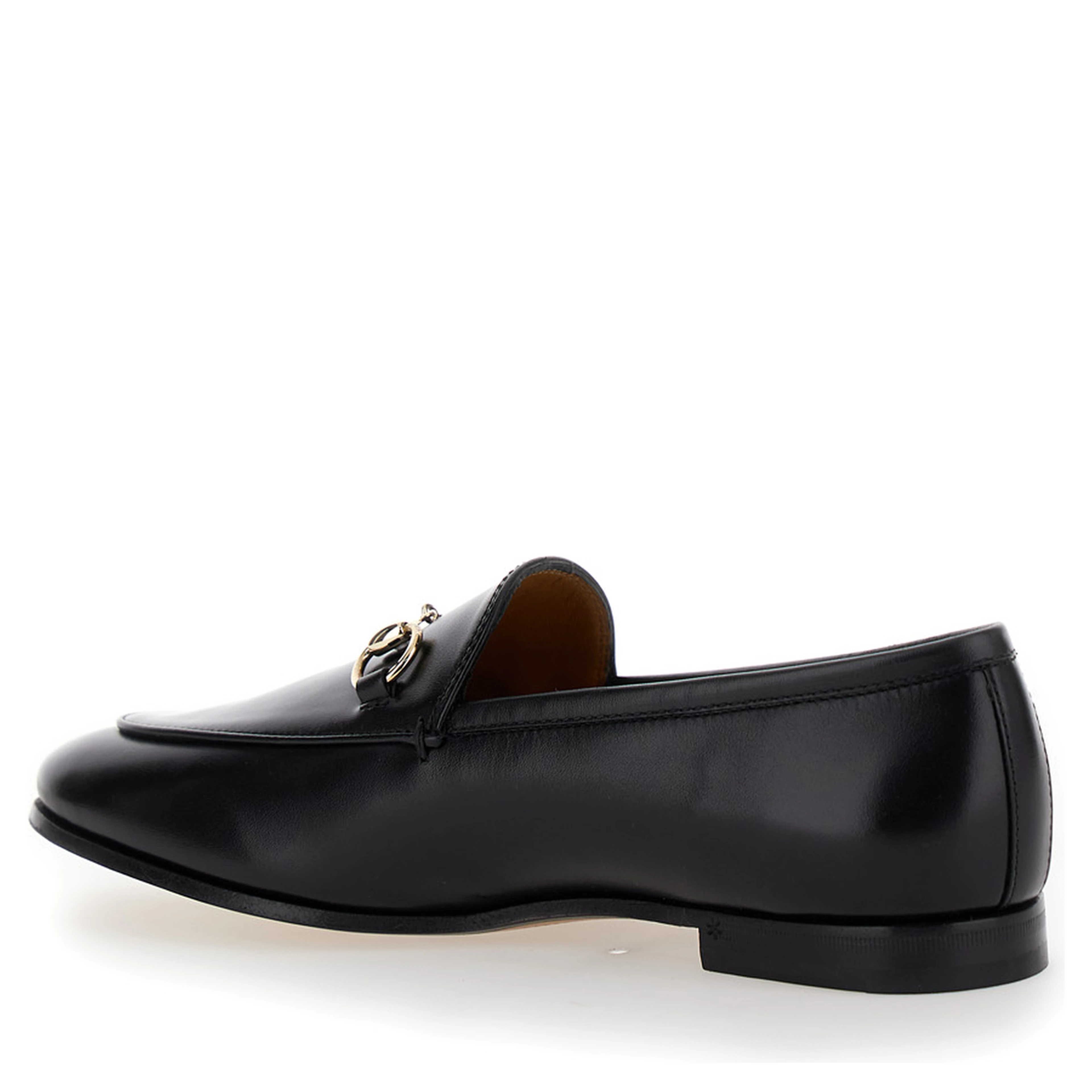 Loafers Jordaan with Horsebit Detail in Black Leather for Women