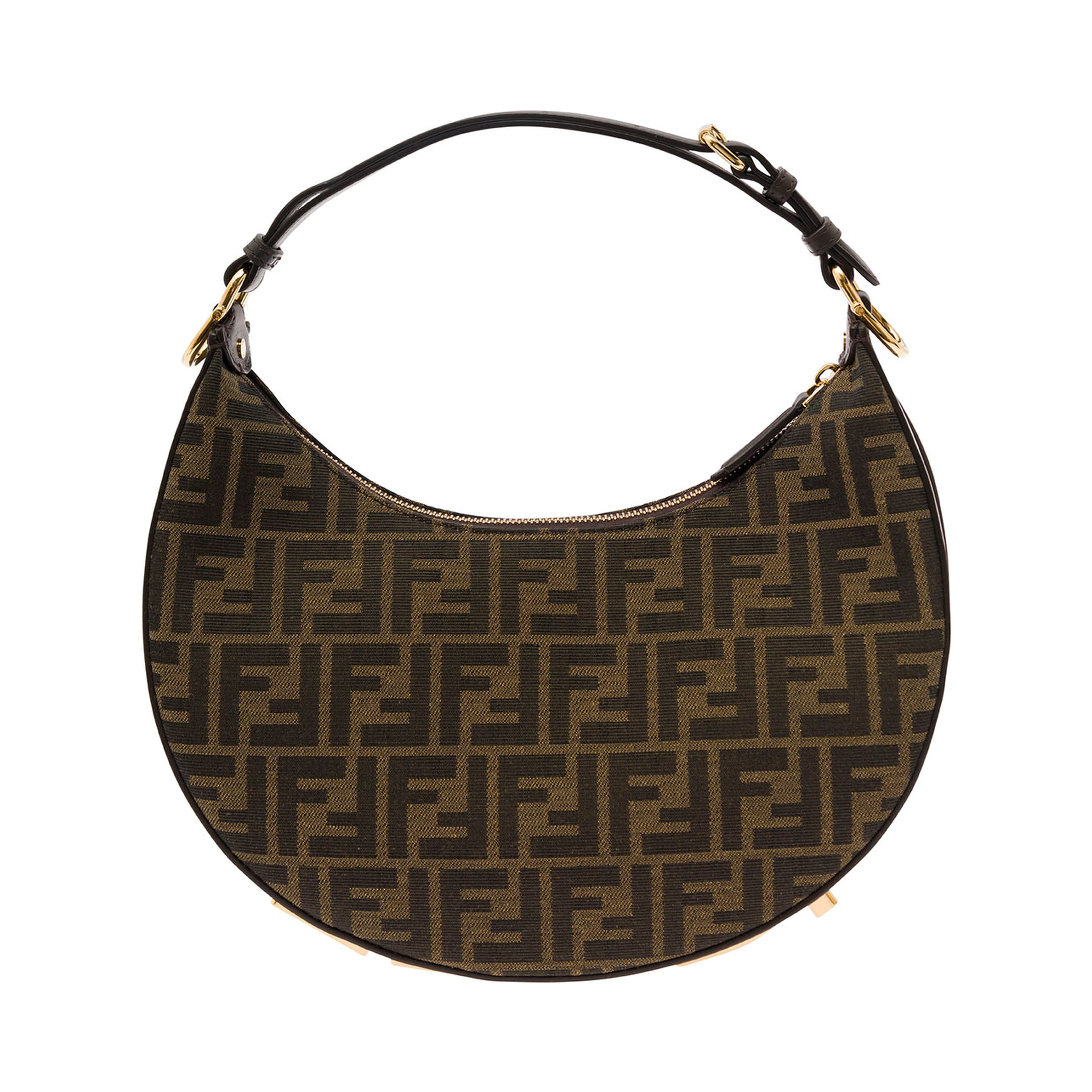 Handbag Fendigraphy Small with FF Motif in Brown Jacquard Fabric