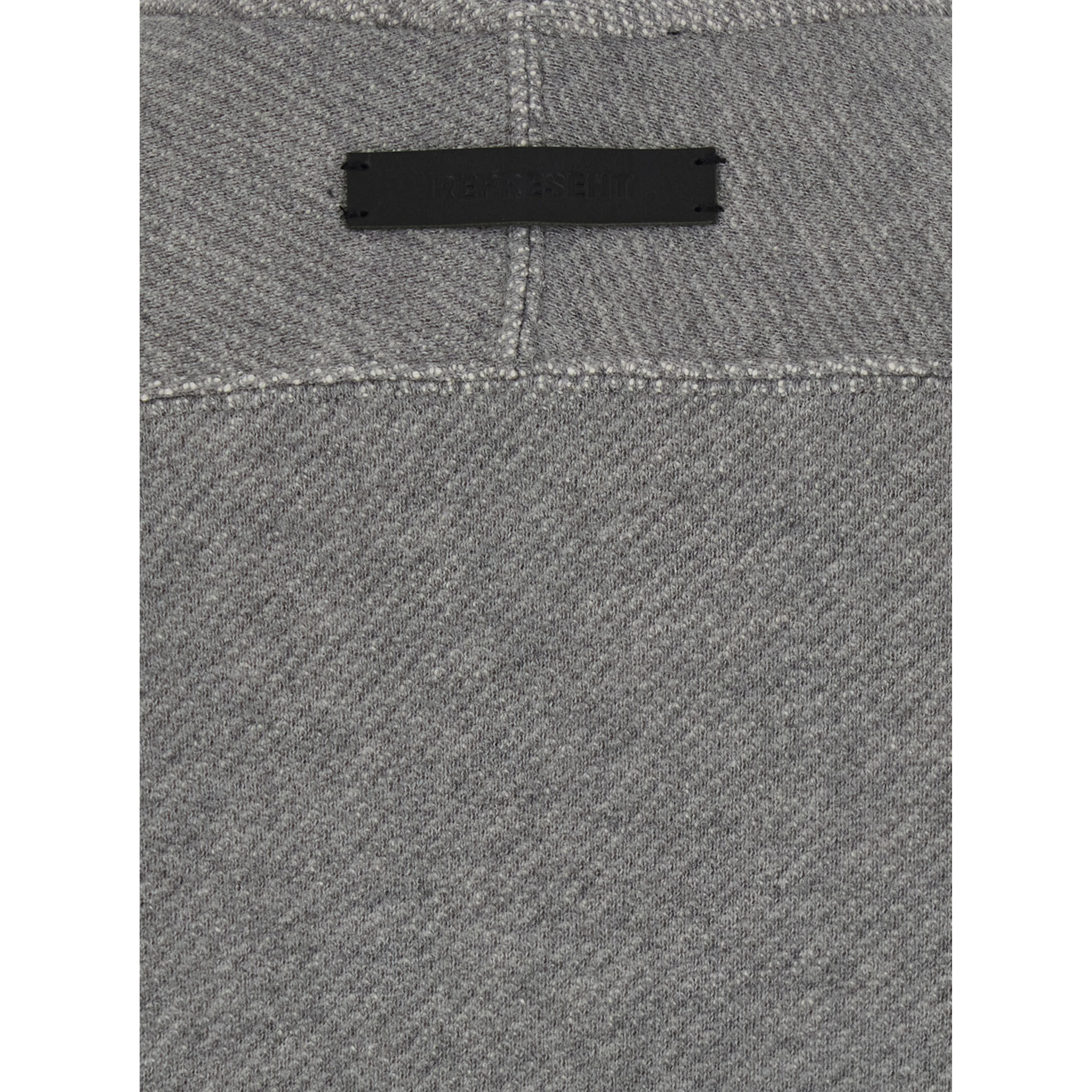 Grey Crewneck Sweatshirt with Logo Patch on the Back in Cotton for Men