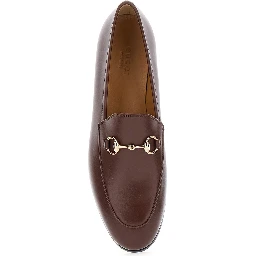 Loafers Jordan with Horsebit Detail in Brown Glossy Leather for Women
