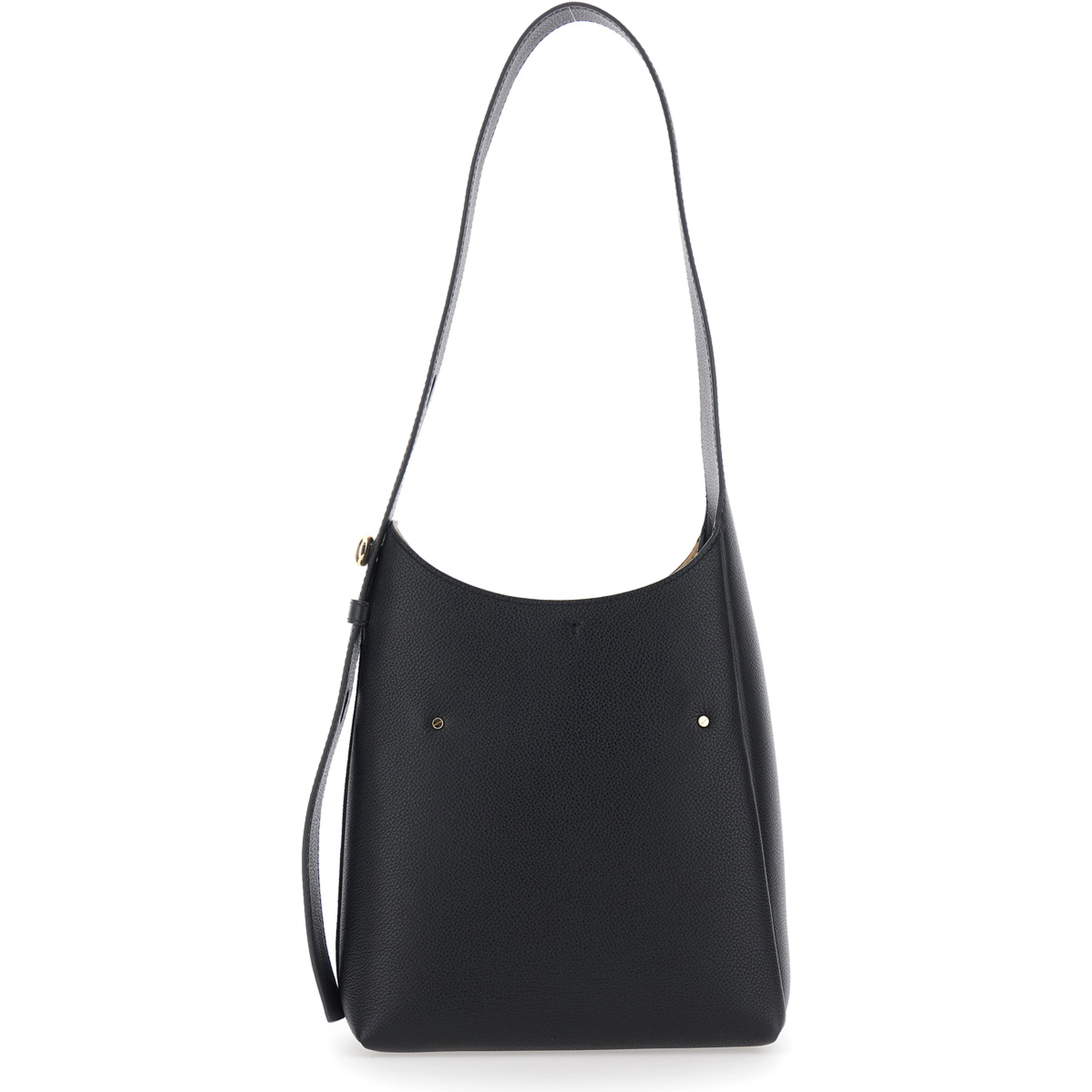 Shoulder Bag Romy Piccola with Adjustable Strap in Grained Black Leather for Women