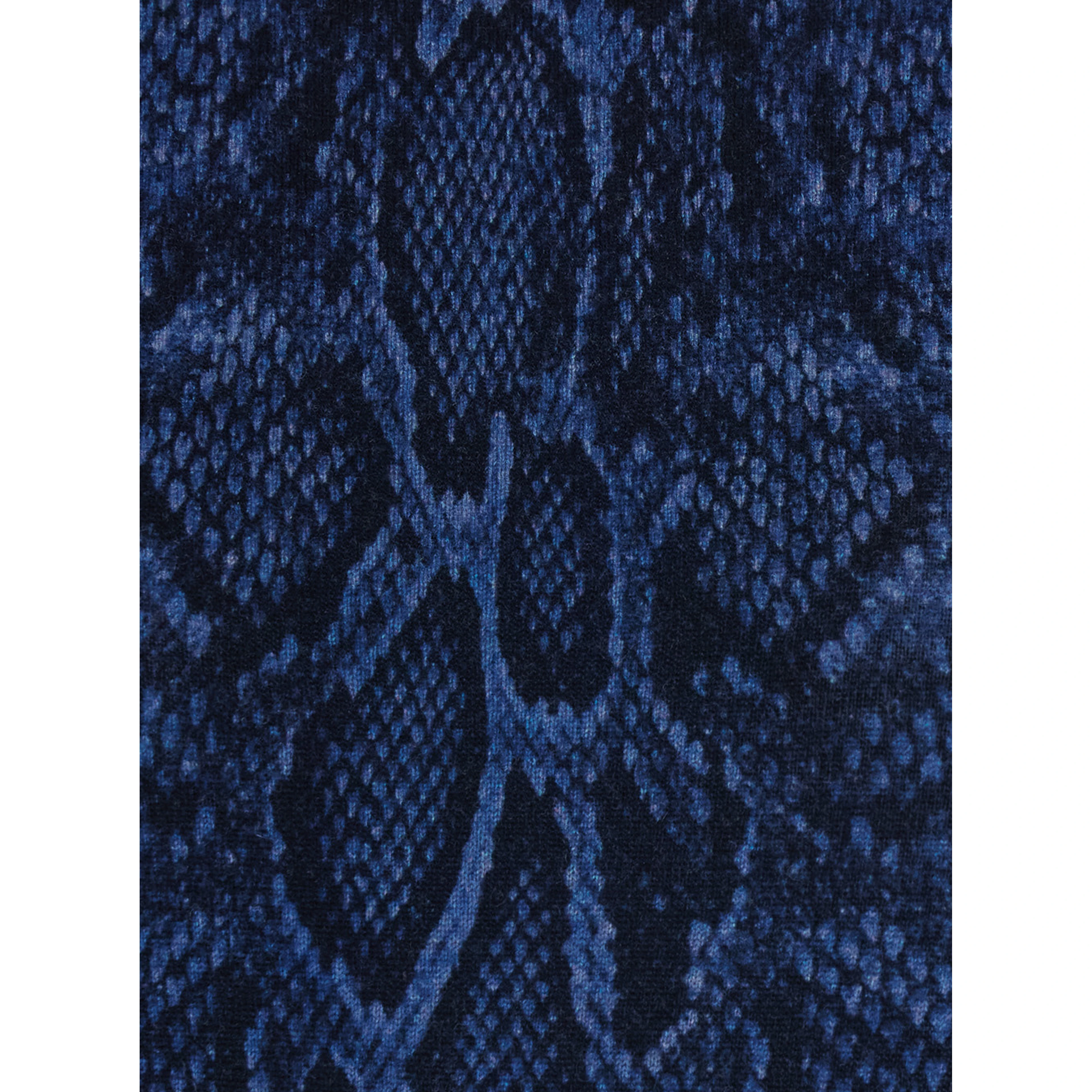 Blue Crew-neck sweater with knit workmanship and contrasting details in wool for women