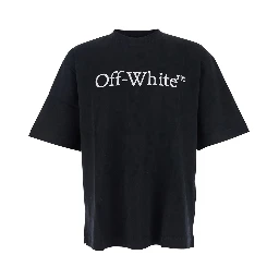 Oversized T-Shirt Logo with Contrasting Logo Print in Black Cotton for Men