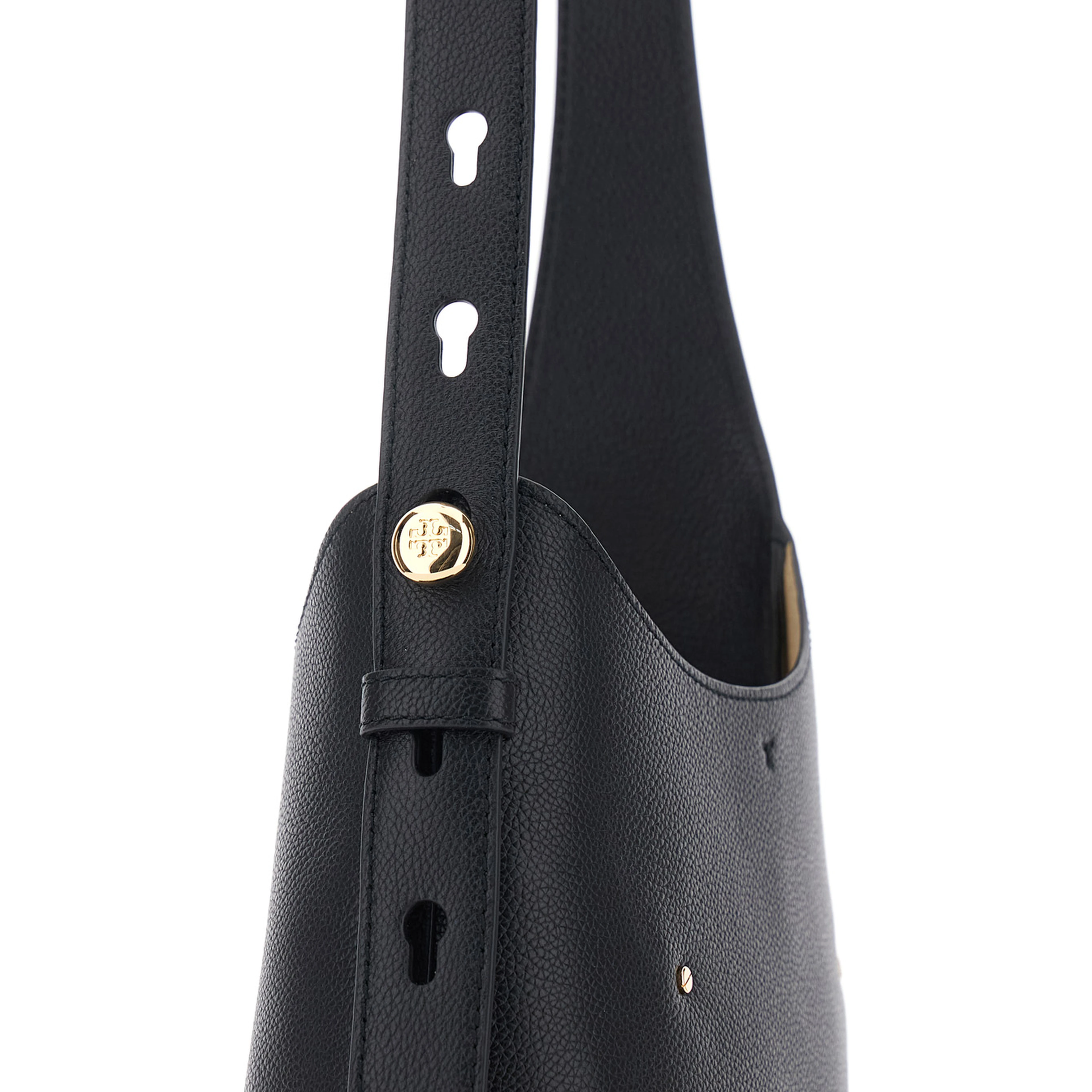 Shoulder Bag Romy Piccola with Adjustable Strap in Grained Black Leather for Women