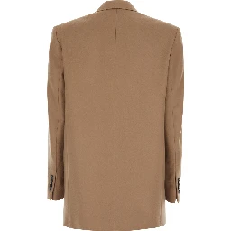 HOBBY beige Jacket with Notched revers and double-breasted closure in wool for women