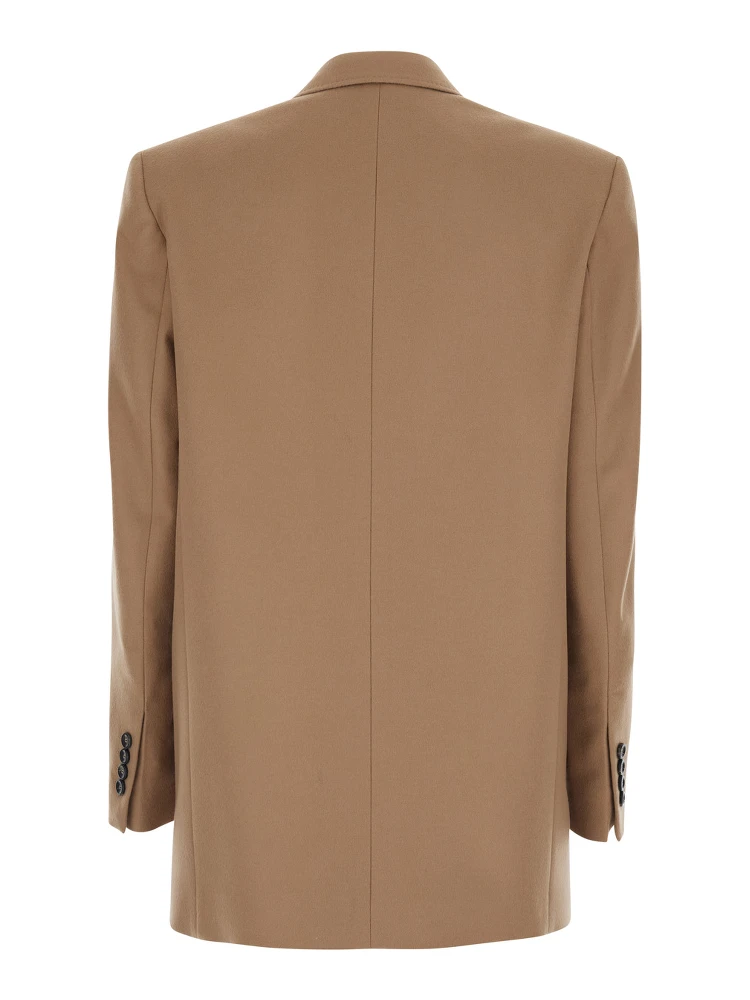 HOBBY beige Jacket with Notched revers and double-breasted closure in wool for women alternative