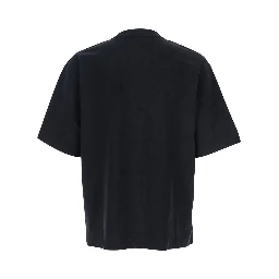 Oversized T-Shirt Logo with Contrasting Logo Print in Black Cotton for Men