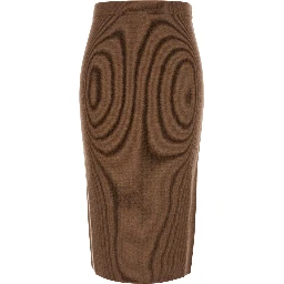 Zucca Brown Skirt with ribbed knit in wool for women