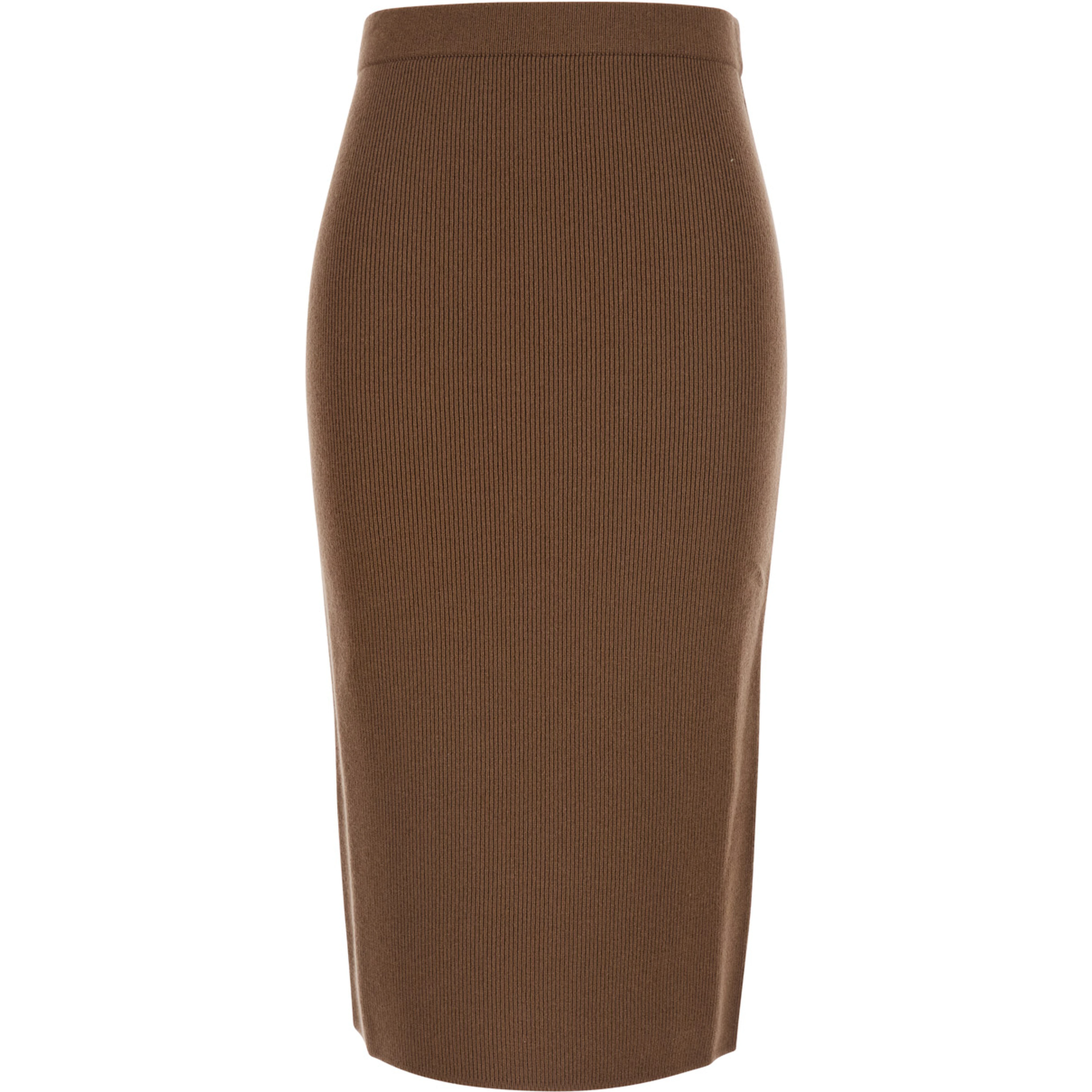 Zucca Brown Skirt with ribbed knit in wool for women
