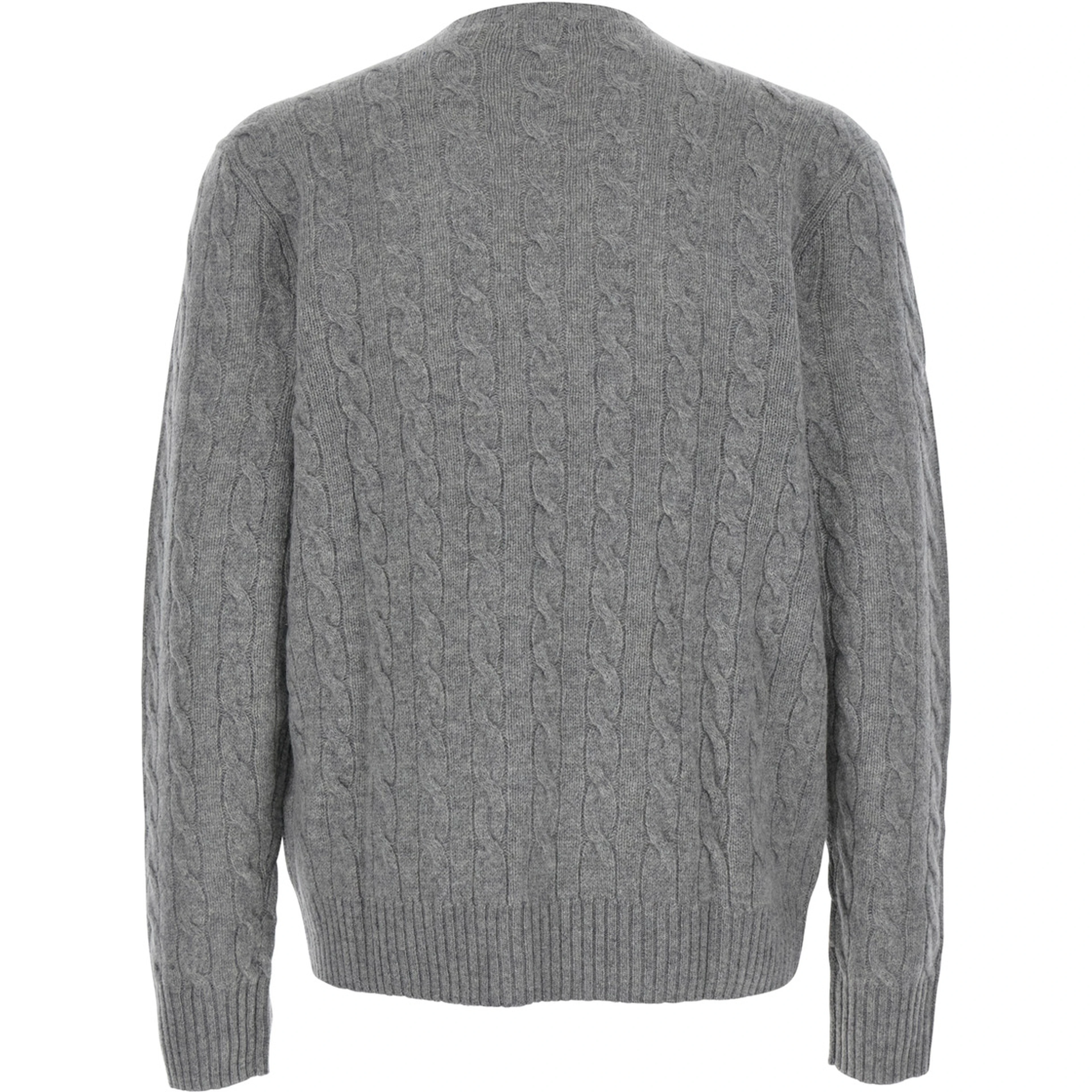Crewneck Sweater with Pony Embroidery on the Front and Knit in Wool and Cashmere Gray Men
