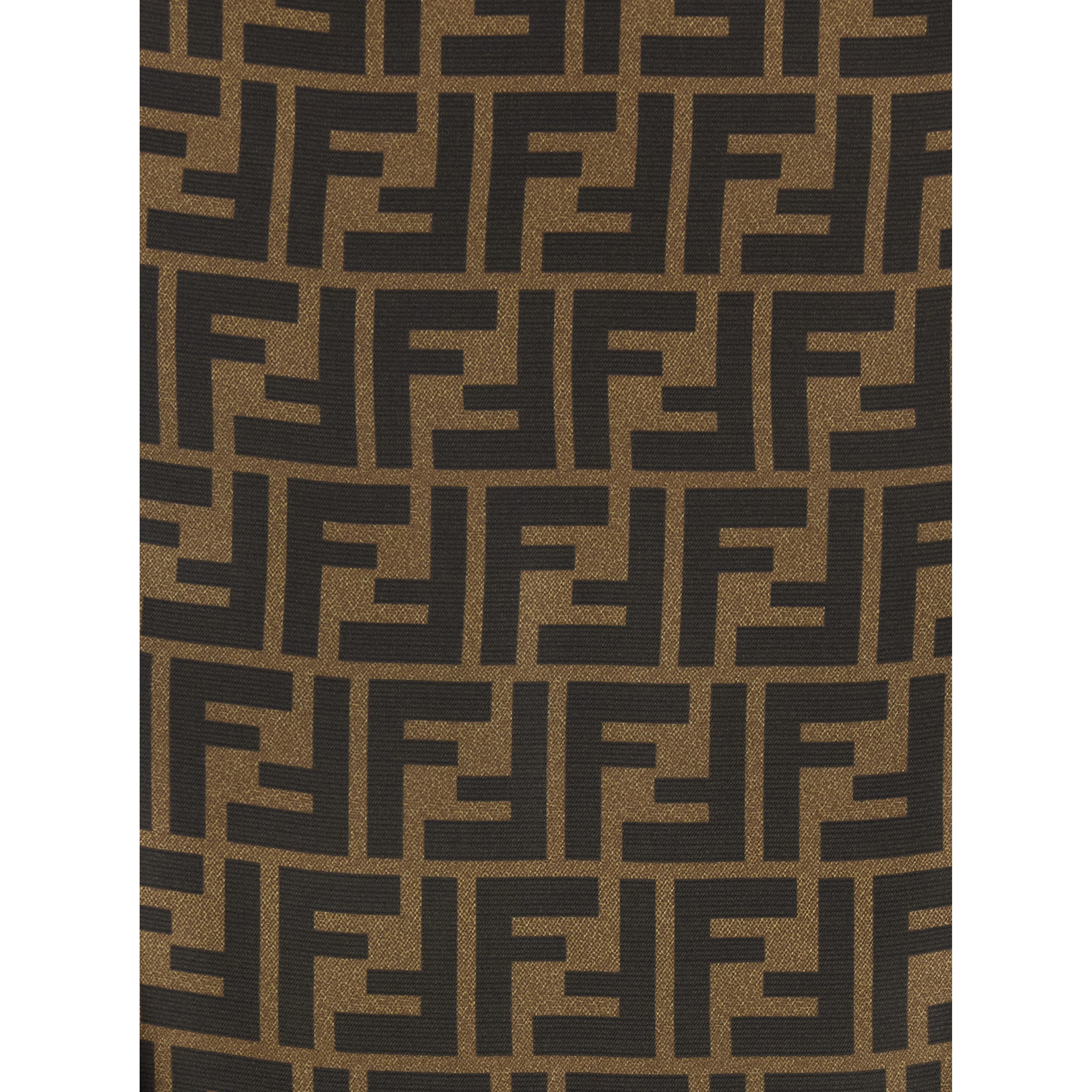 Brown Midi Flared Skirt with FF All-Over Motif in Silk for Women