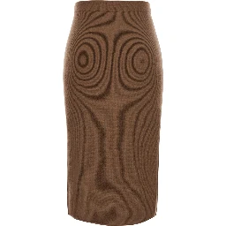 Zucca Brown Skirt with ribbed knit in wool for women
