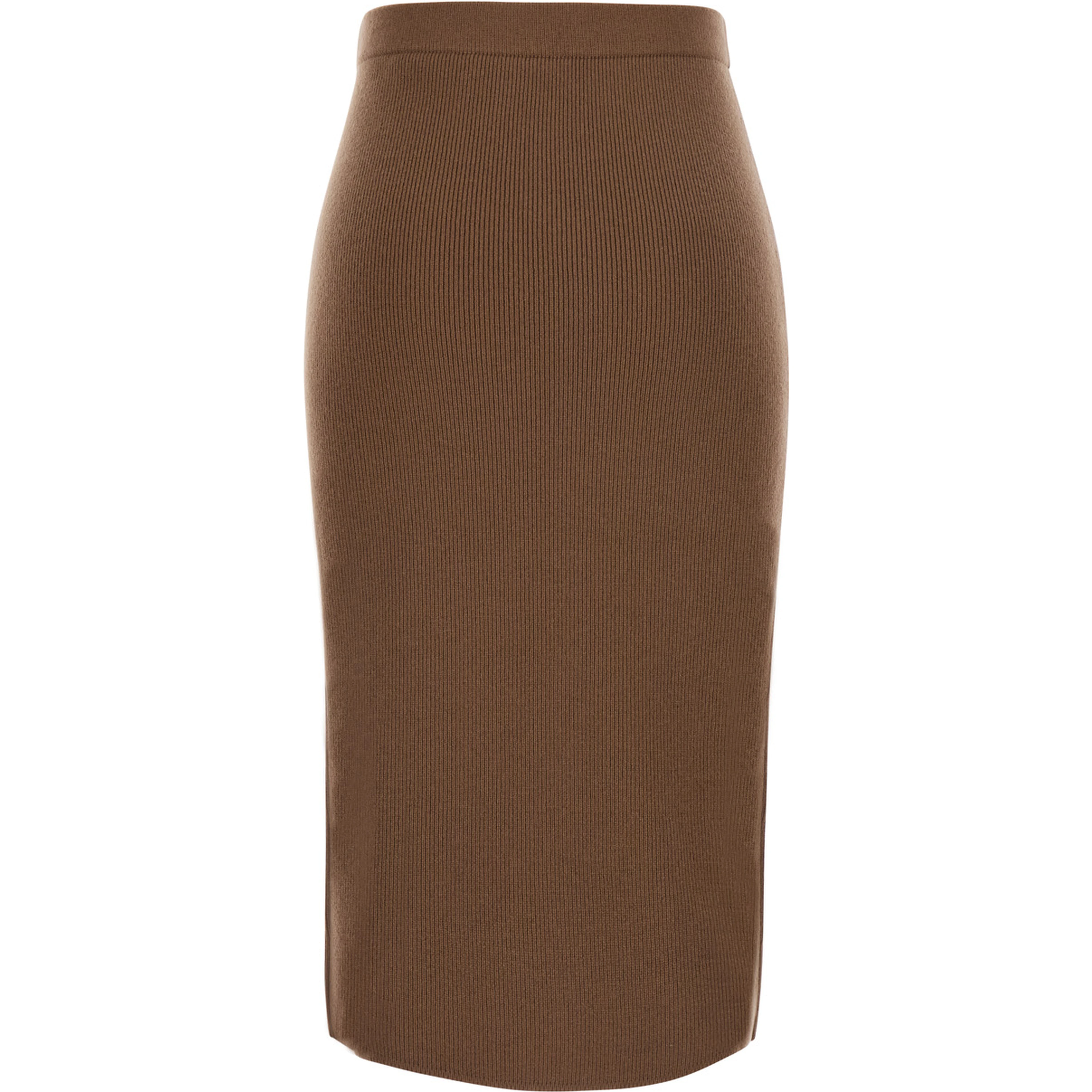 Zucca Brown Skirt with ribbed knit in wool for women