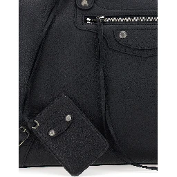 Handbag Le City Large with Adjustable and Removable Shoulder Strap and Zip Pocket on the Front in Grained Black Leather for Men