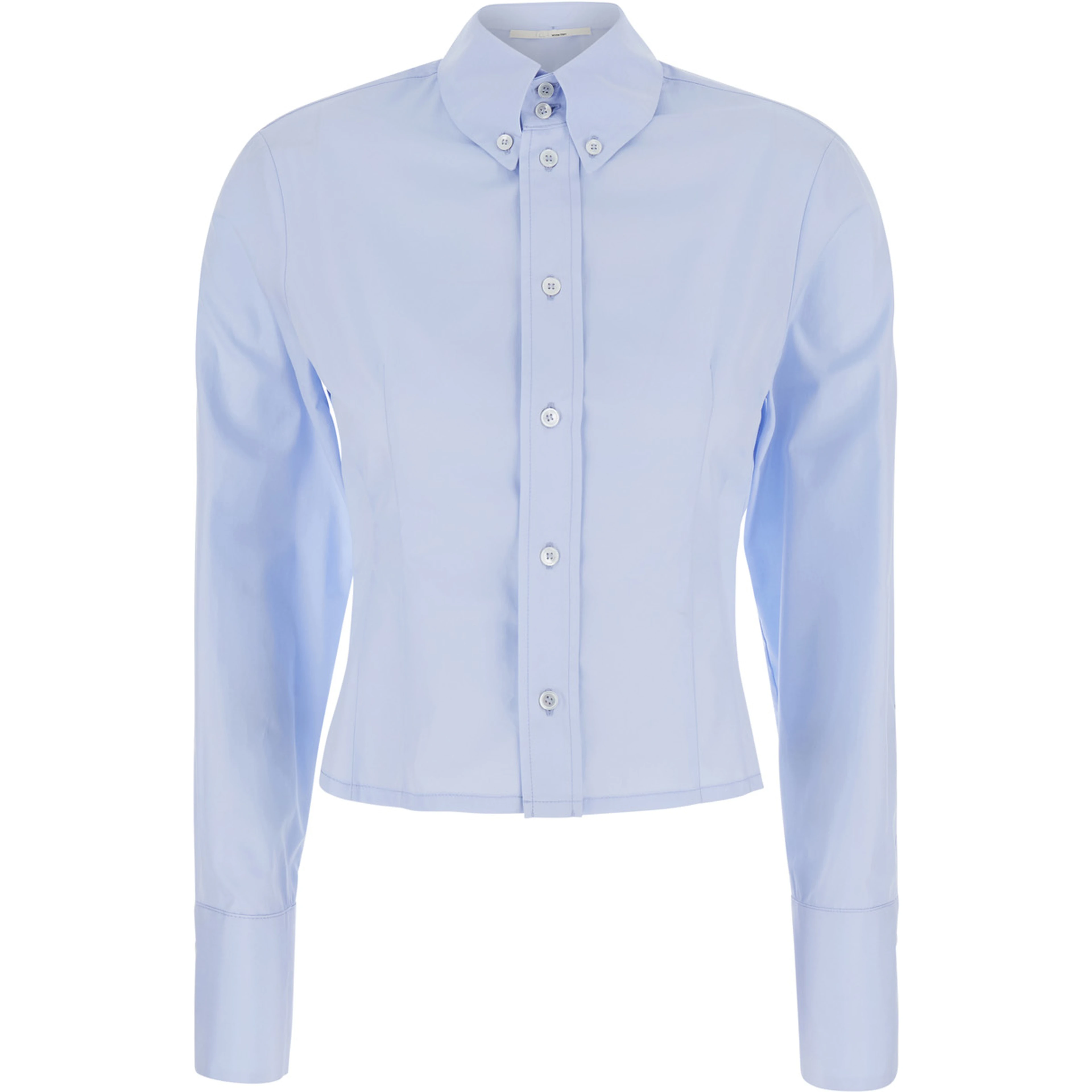 Darma Light Blue Short Shirt with Button-Down Collar in Cotton for Women