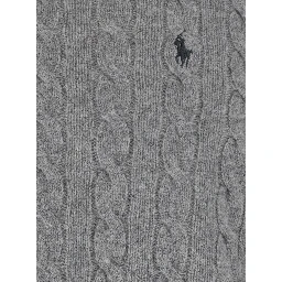 Crewneck Sweater with Pony Embroidery on the Front and Knit in Wool and Cashmere Gray Men