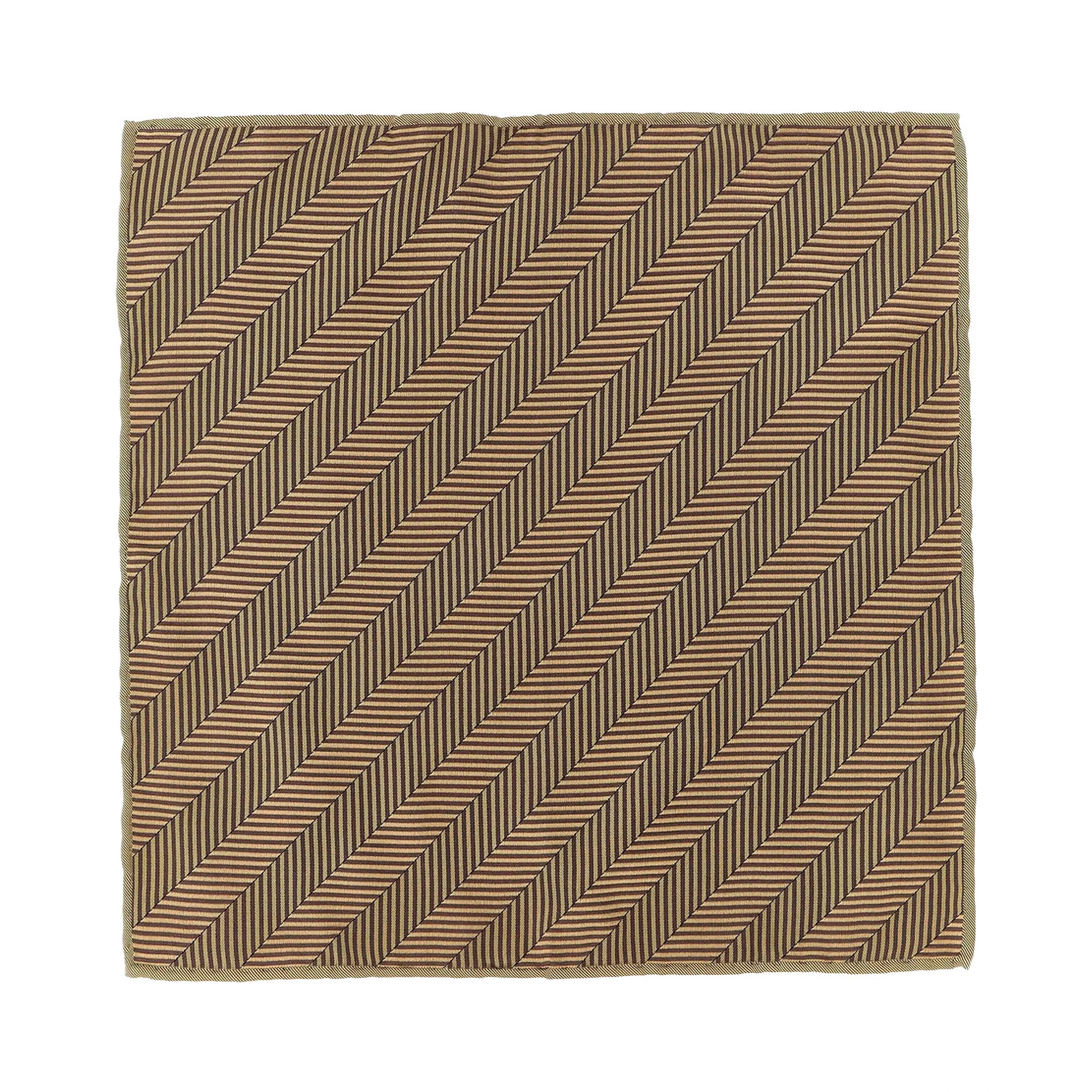 Beige Pocket square with Chevron motif and geometric print in silk for men