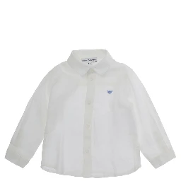 White shirt with collar and long sleeves in fabric baby