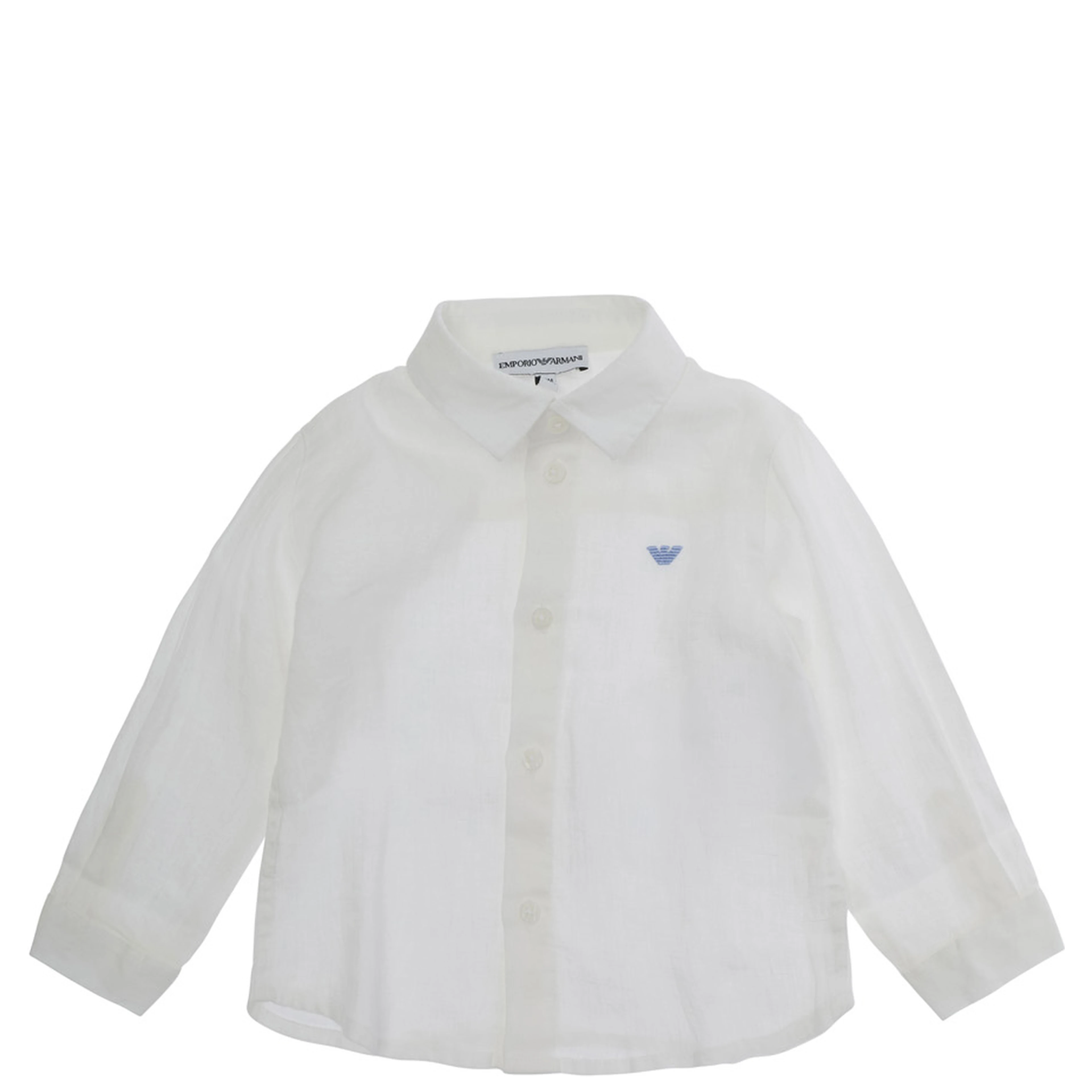 White shirt with collar and long sleeves in fabric baby