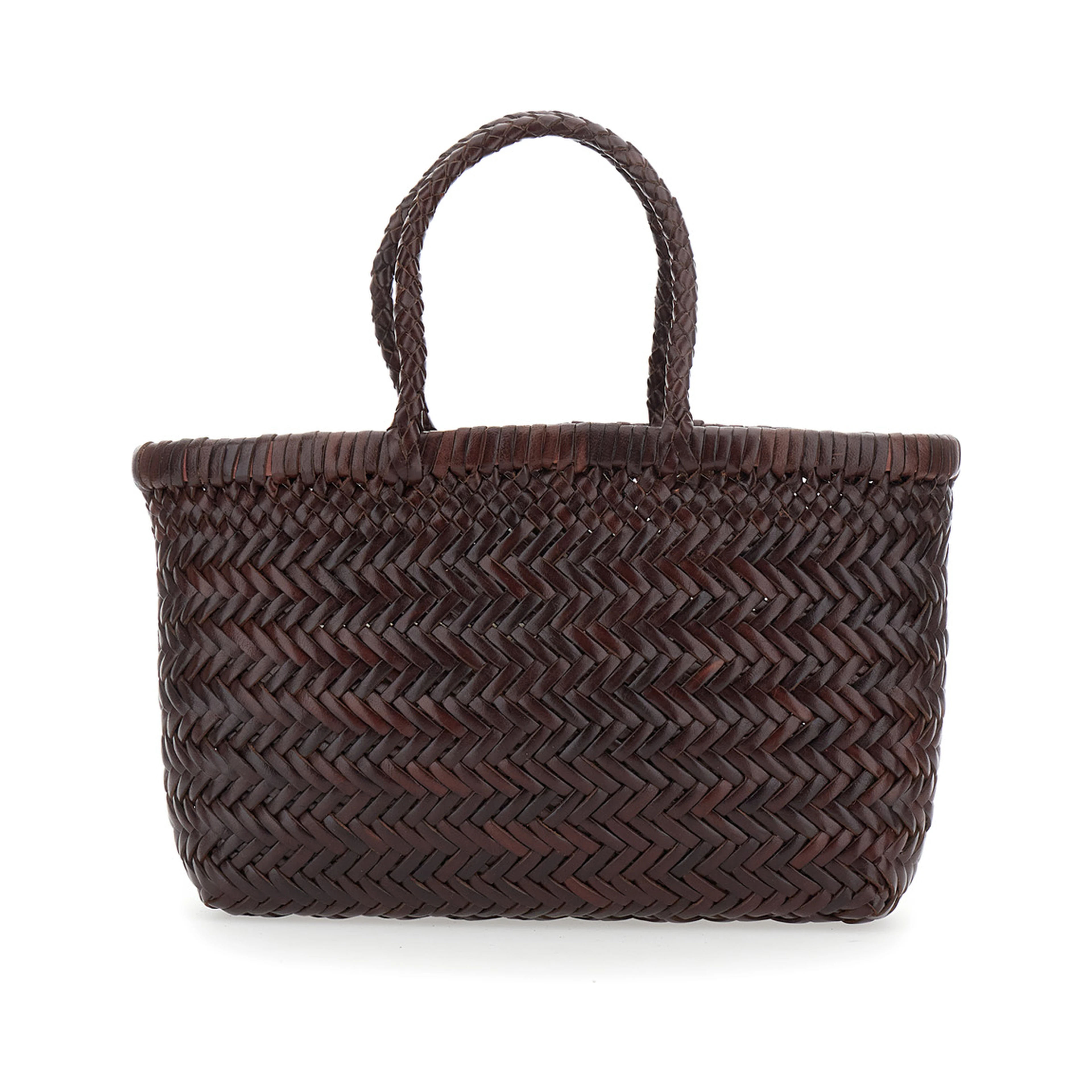 Gora Brown Handbag with Woven Motif in Leather for Women