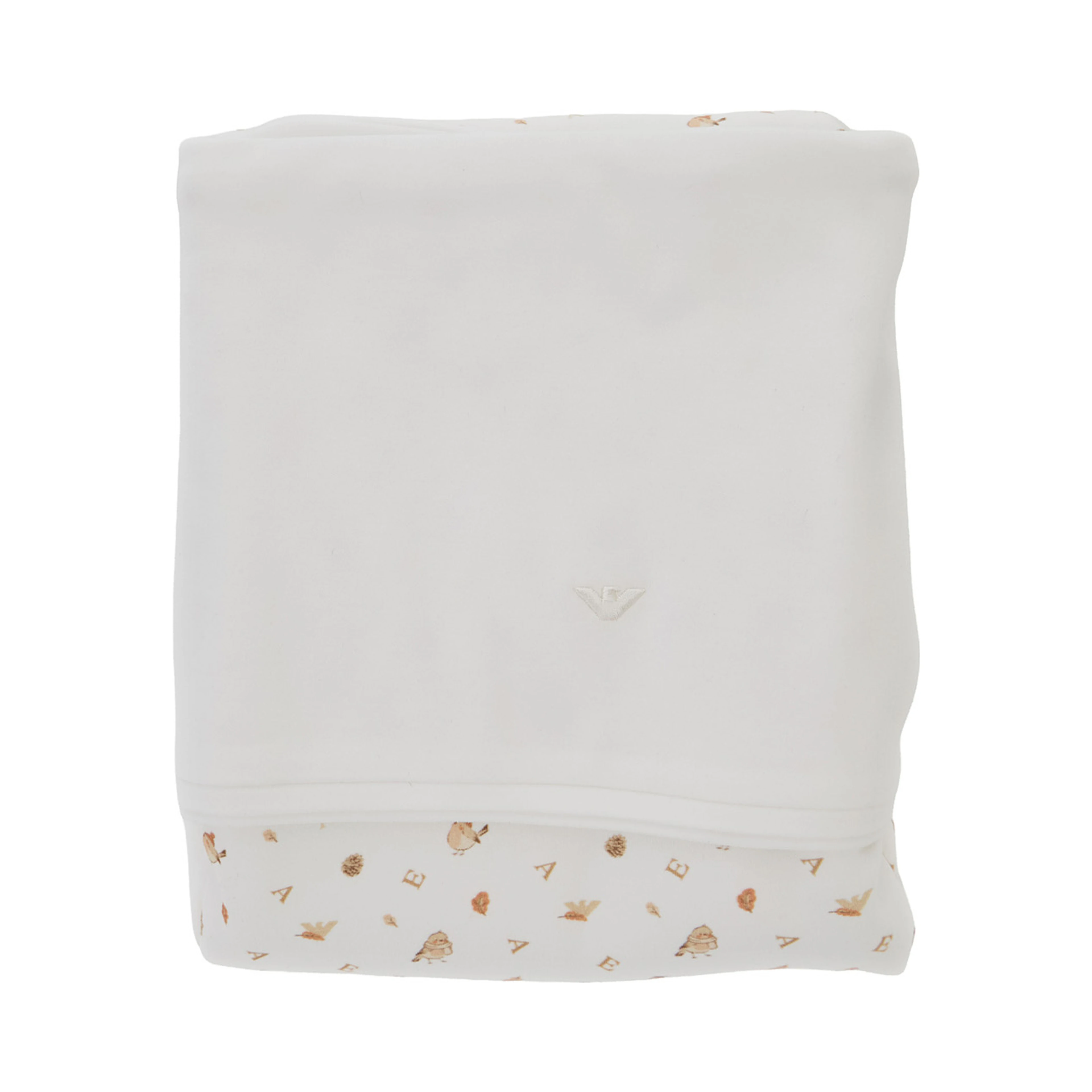 White Blanket with logo patch on the front and logo print in cotton baby