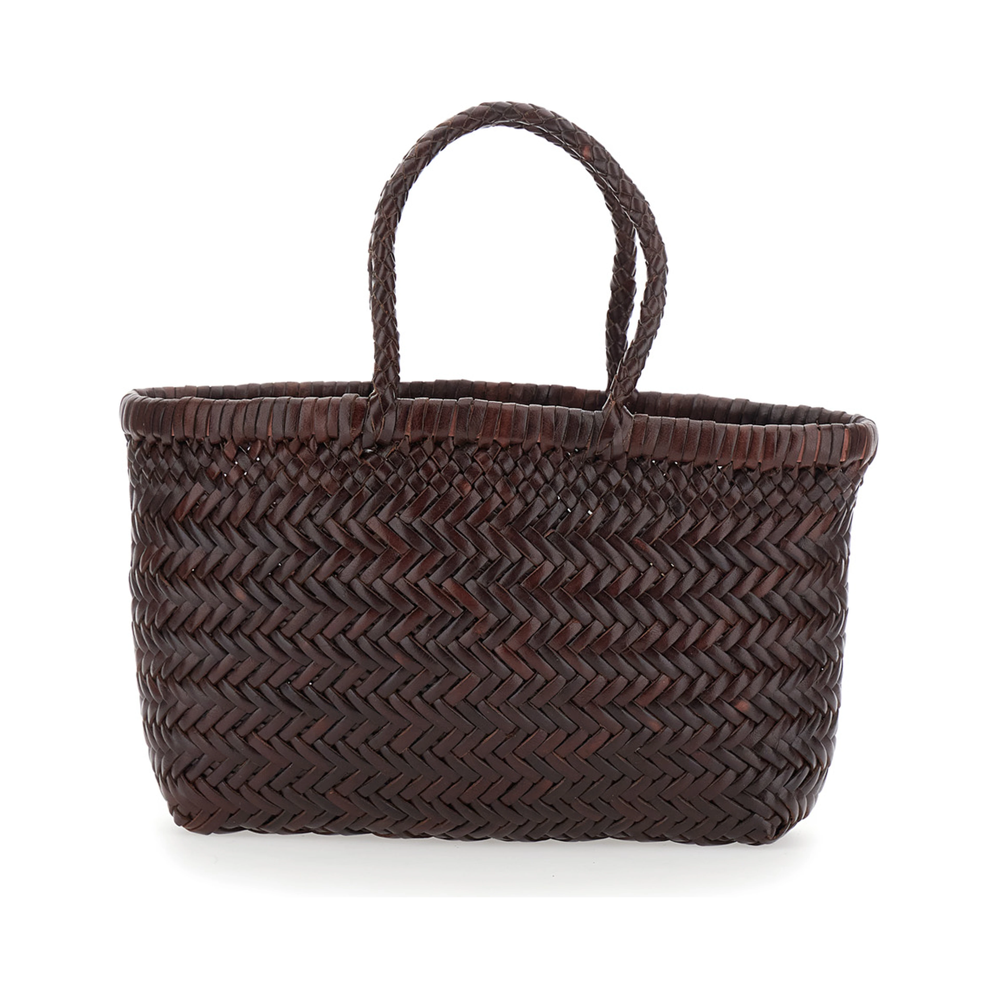 Gora Brown Handbag with Woven Motif in Leather for Women