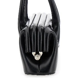 Shoulder bag Boat Wide Mini with Round Handles and Logo Lettering on the Front in Black Leather Woman
