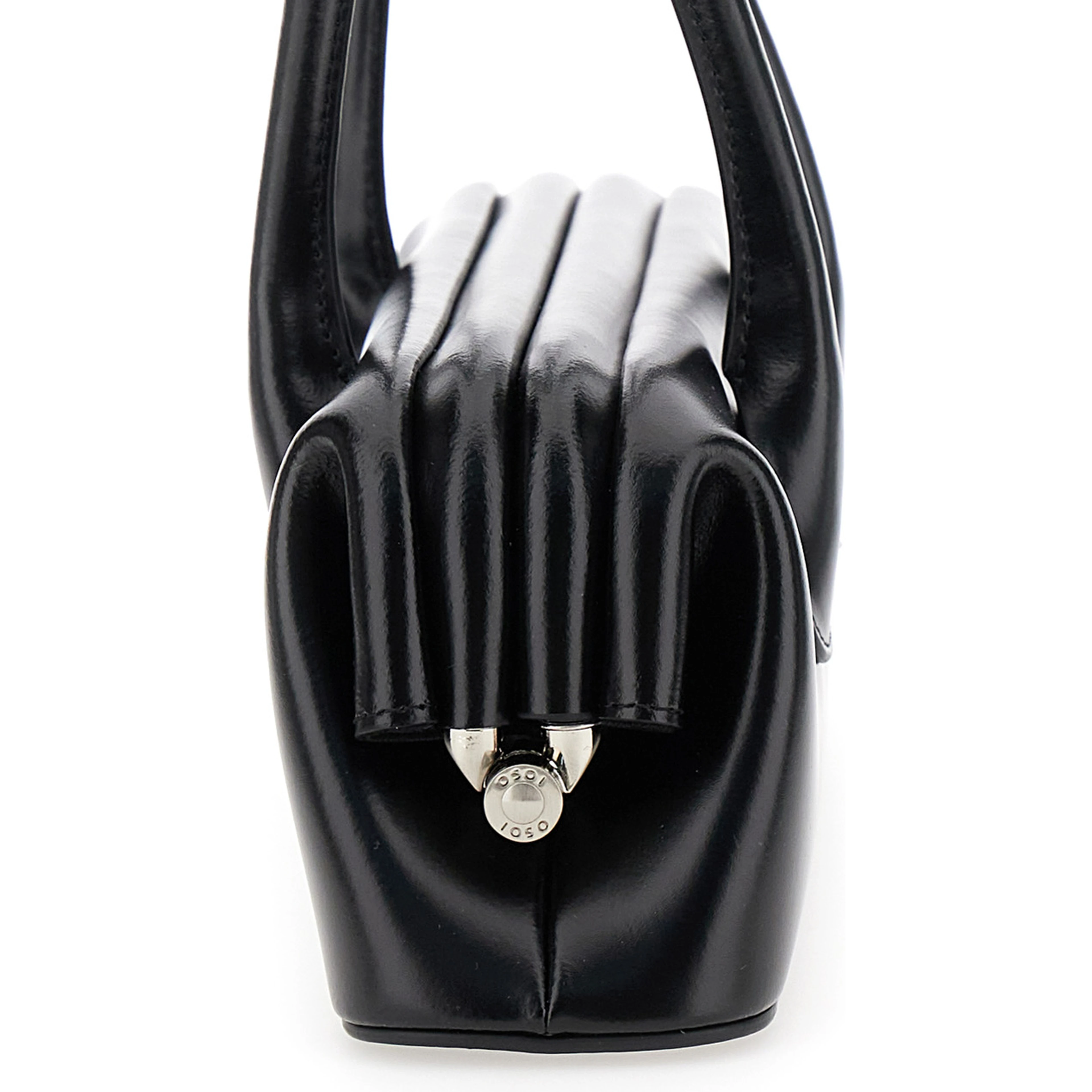 Shoulder bag Boat Wide Mini with Round Handles and Logo Lettering on the Front in Black Leather Woman