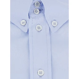 Darma Light Blue Short Shirt with Button-Down Collar in Cotton for Women