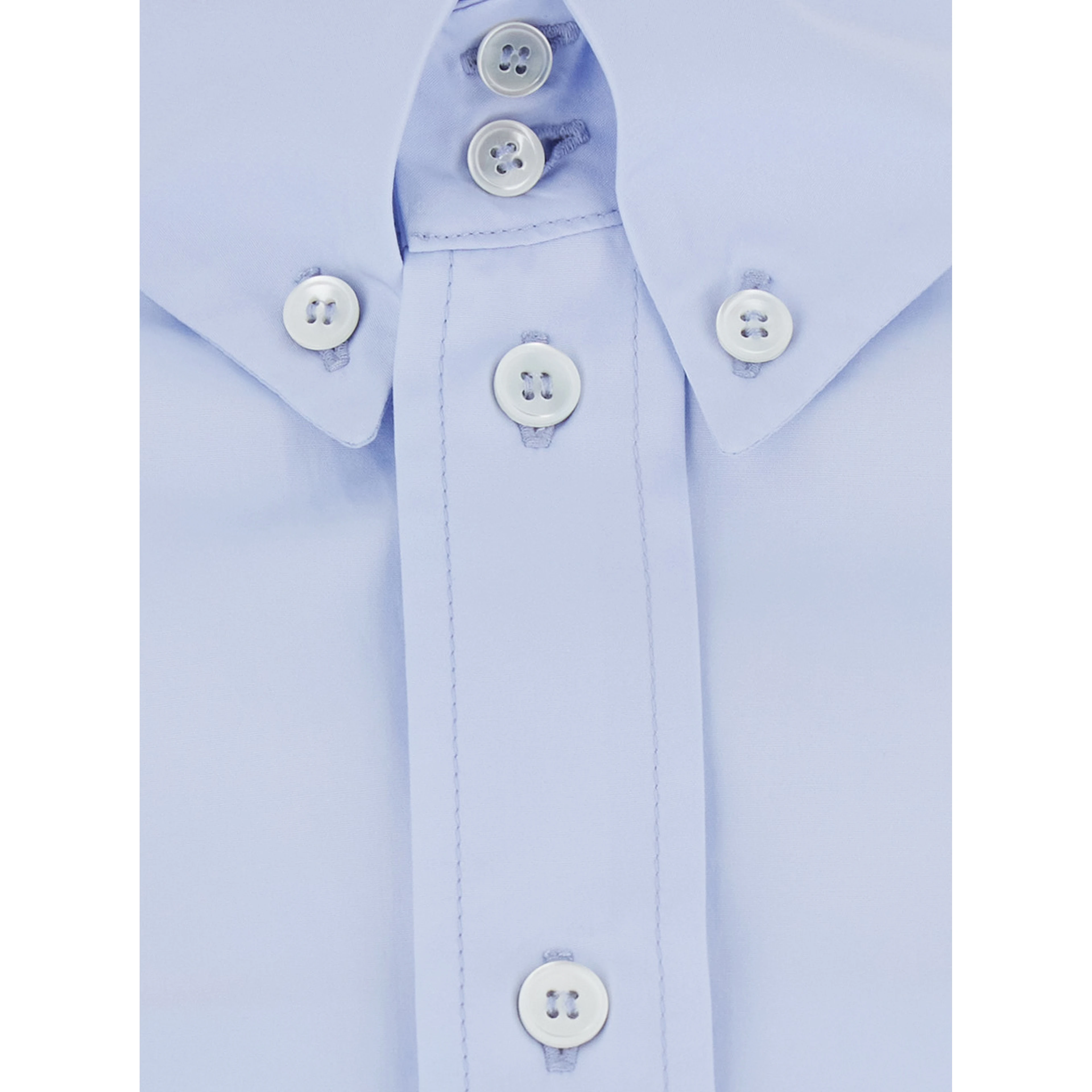 Darma Light Blue Short Shirt with Button-Down Collar in Cotton for Women