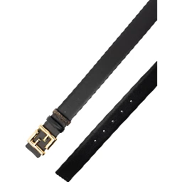 Reversible Belt with FF Buckle in Smooth Black Leather for Men