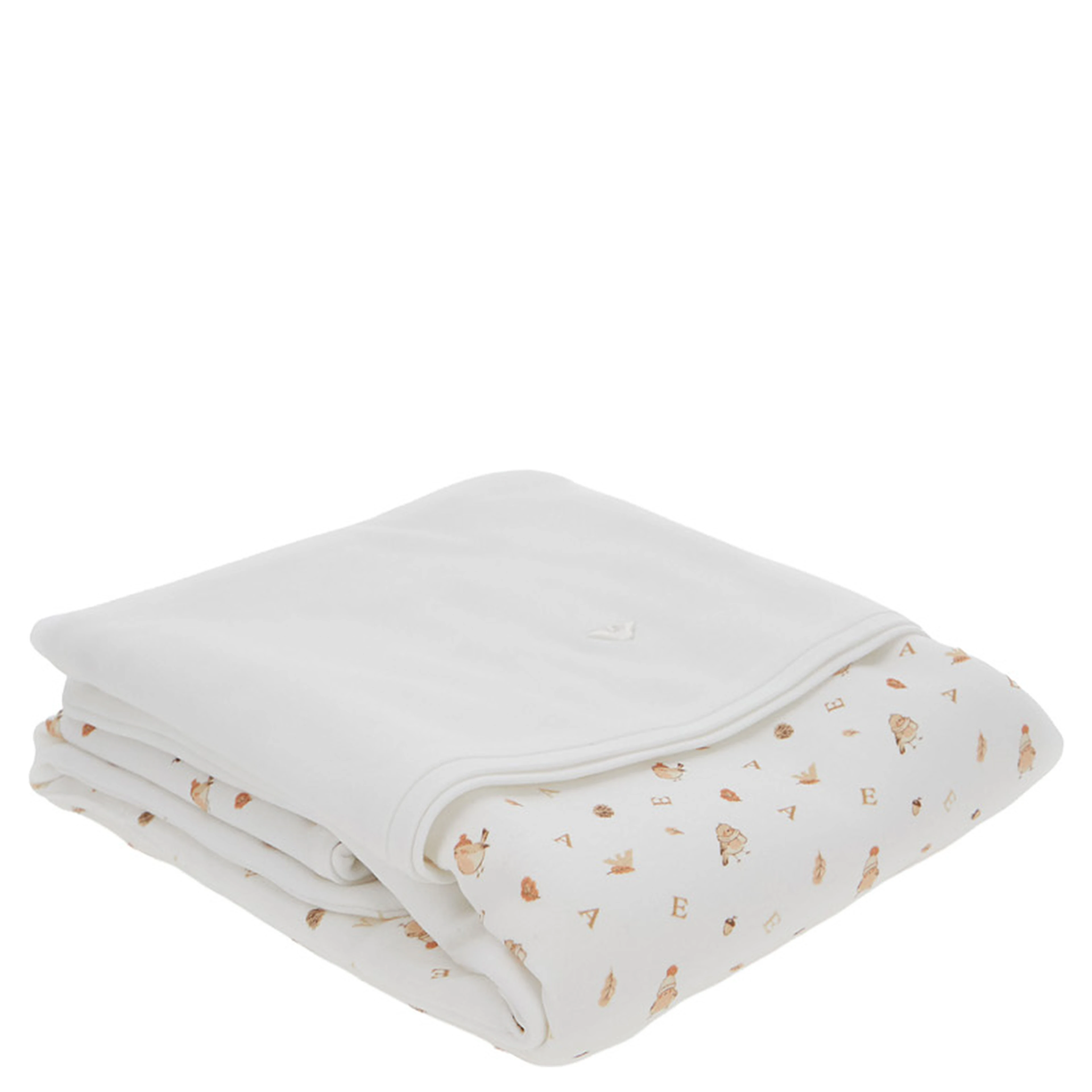 White Blanket with logo patch on the front and logo print in cotton baby