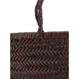 Gora Brown Handbag with Woven Motif in Leather for Women