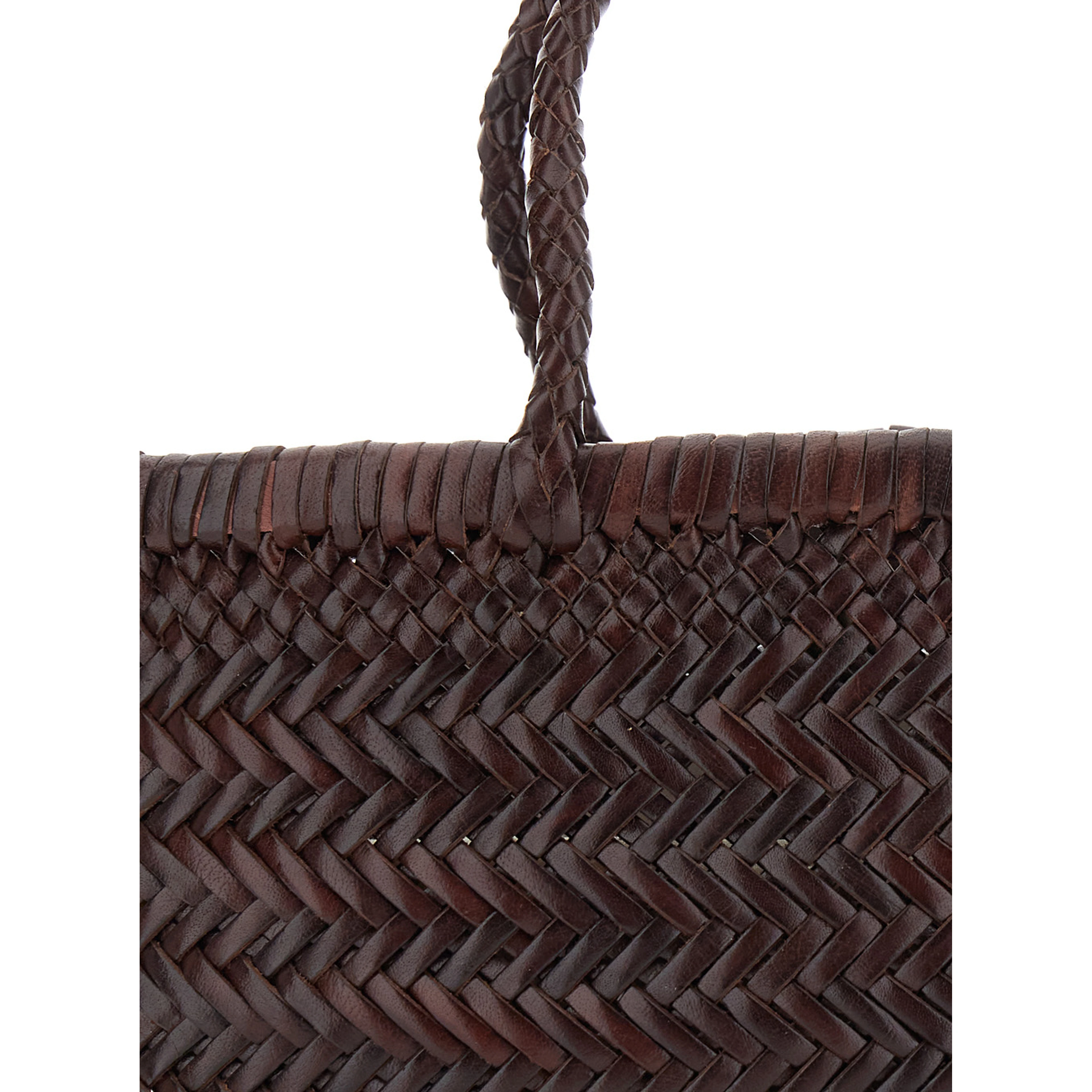 Gora Brown Handbag with Woven Motif in Leather for Women