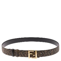 Reversible Belt with FF Buckle in Smooth Black Leather for Men