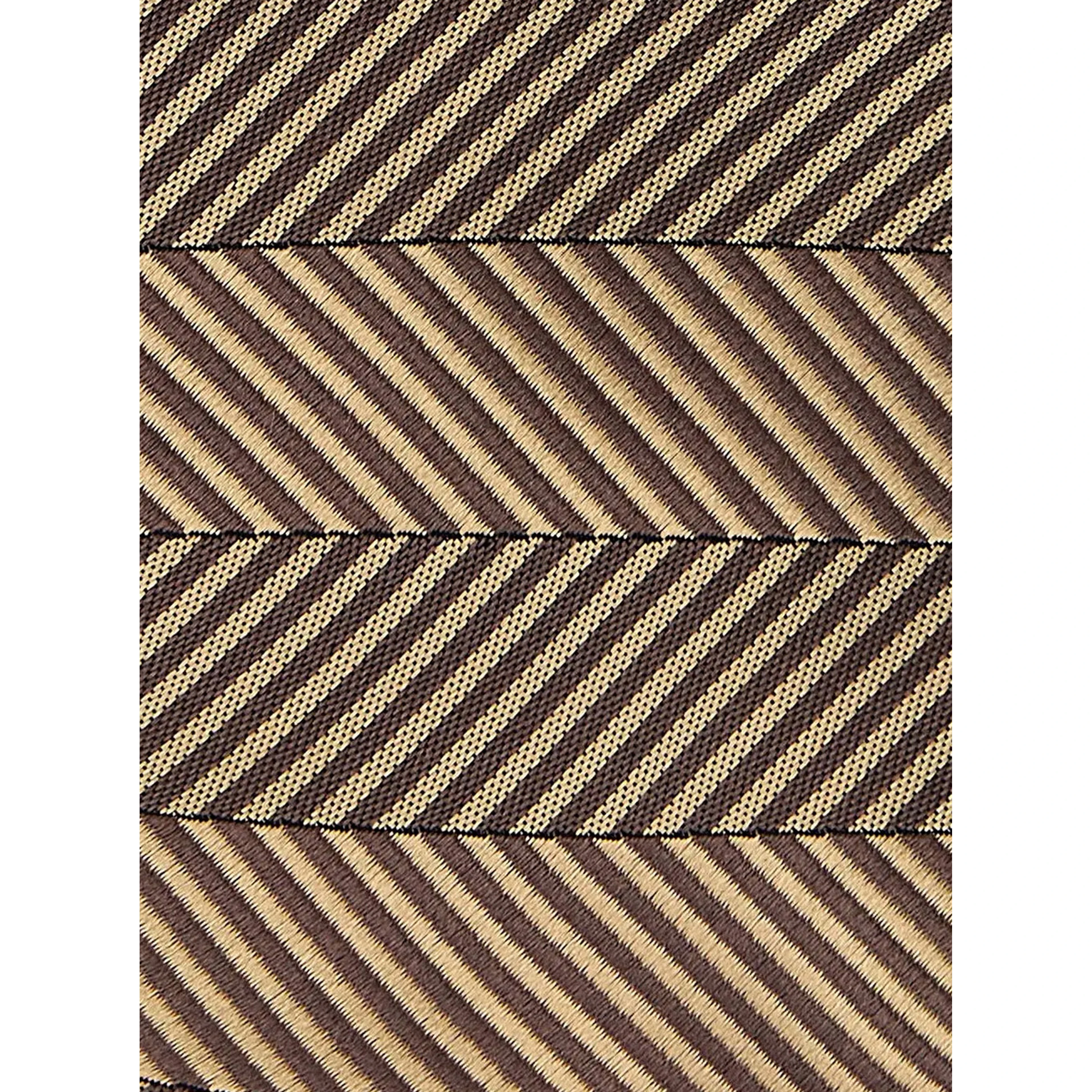 Beige Pocket square with Chevron motif and geometric print in silk for men