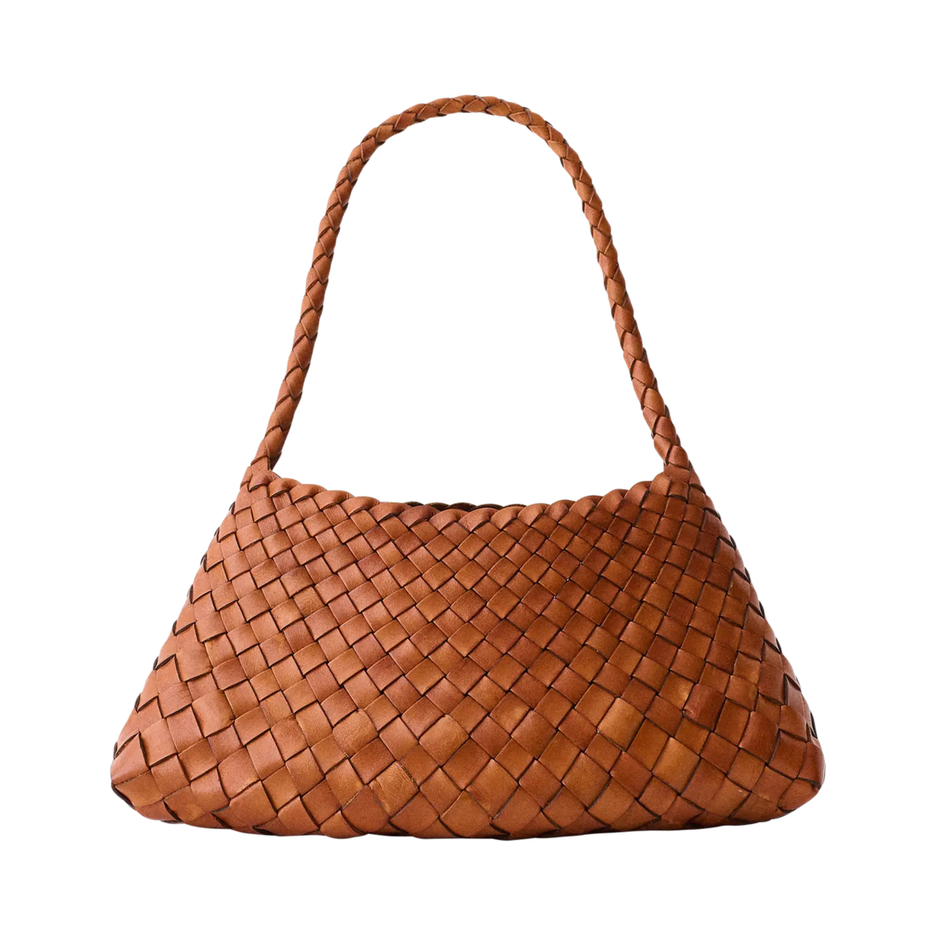 Shoulder Bag Rosanna Mini with Top Handle and Leather Weave Design in Brown for Women
