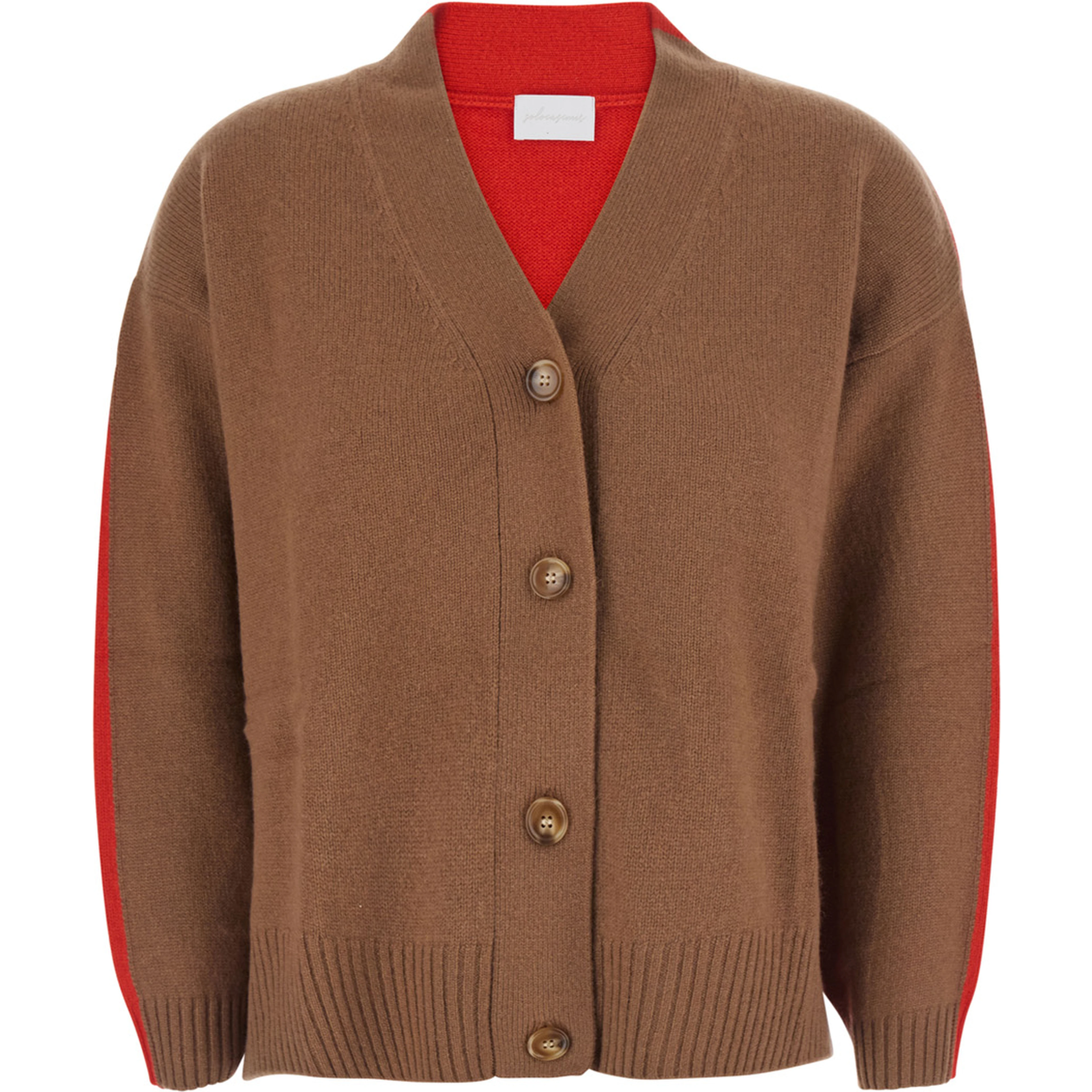 Bicolor cardigan with long sleeves in Tech Fabric beige for women