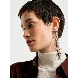 Metallic Layered Design Drop Earrings in Metal for Women