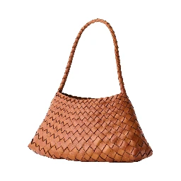 Shoulder Bag Rosanna Mini with Top Handle and Leather Weave Design in Brown for Women