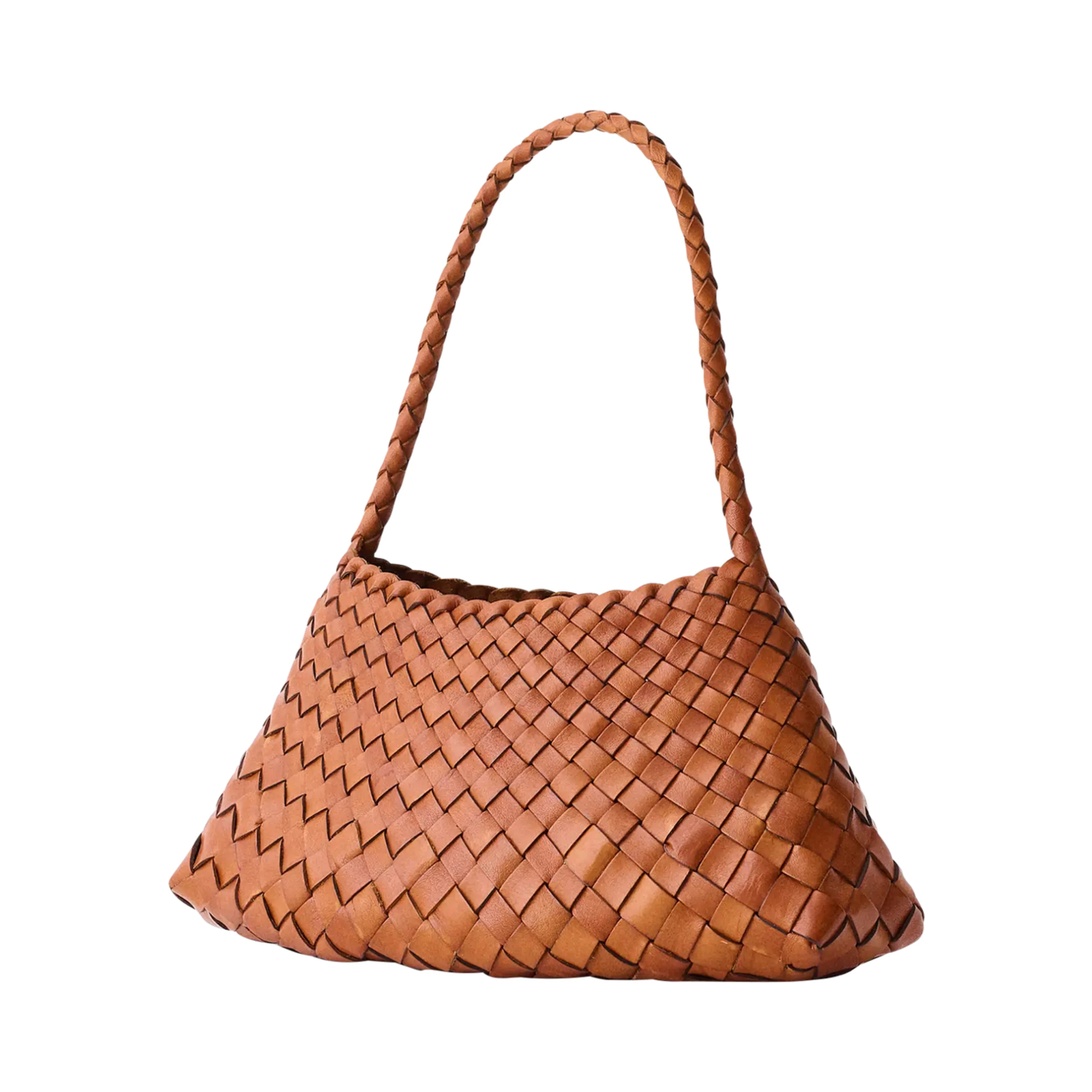 Shoulder Bag Rosanna Mini with Top Handle and Leather Weave Design in Brown for Women