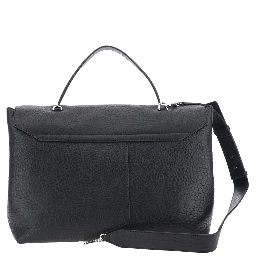Handbag with handles and 100% black leather for women